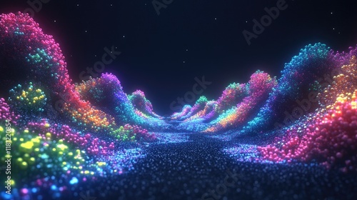 D glowing models of molecular biology structures like RNA strands floating in clean space. Copy space.