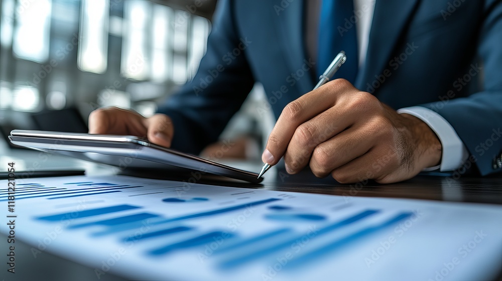 Businessman Reviewing Financial Documents Businessman Reviewing Financial Documents