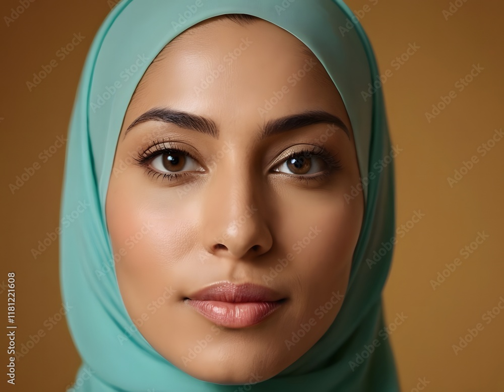 Portrait of a confident young smiling beautiful Arab Muslim girl wearing scarf closeup shot Portrait of a confident young smiling beautiful Arab Muslim girl wearing scarf closeup shot