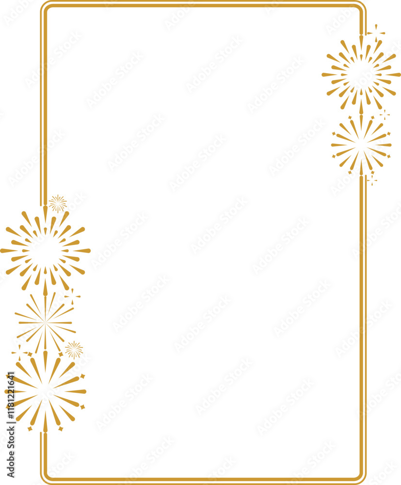 Obraz premium Monoline New Year Fireworks Frame
