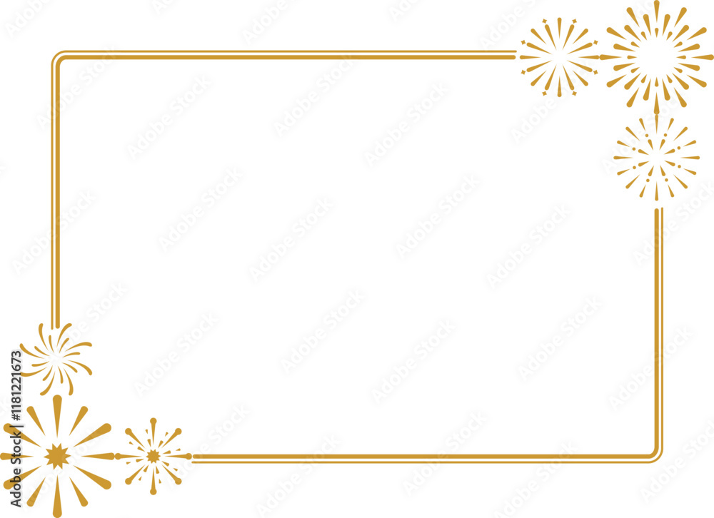Obraz premium Monoline New Year Fireworks Frame