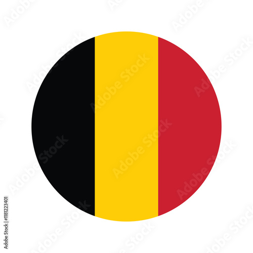 Round flag of Belgium flag vector icon isolated, National flag of Belgium with original color.