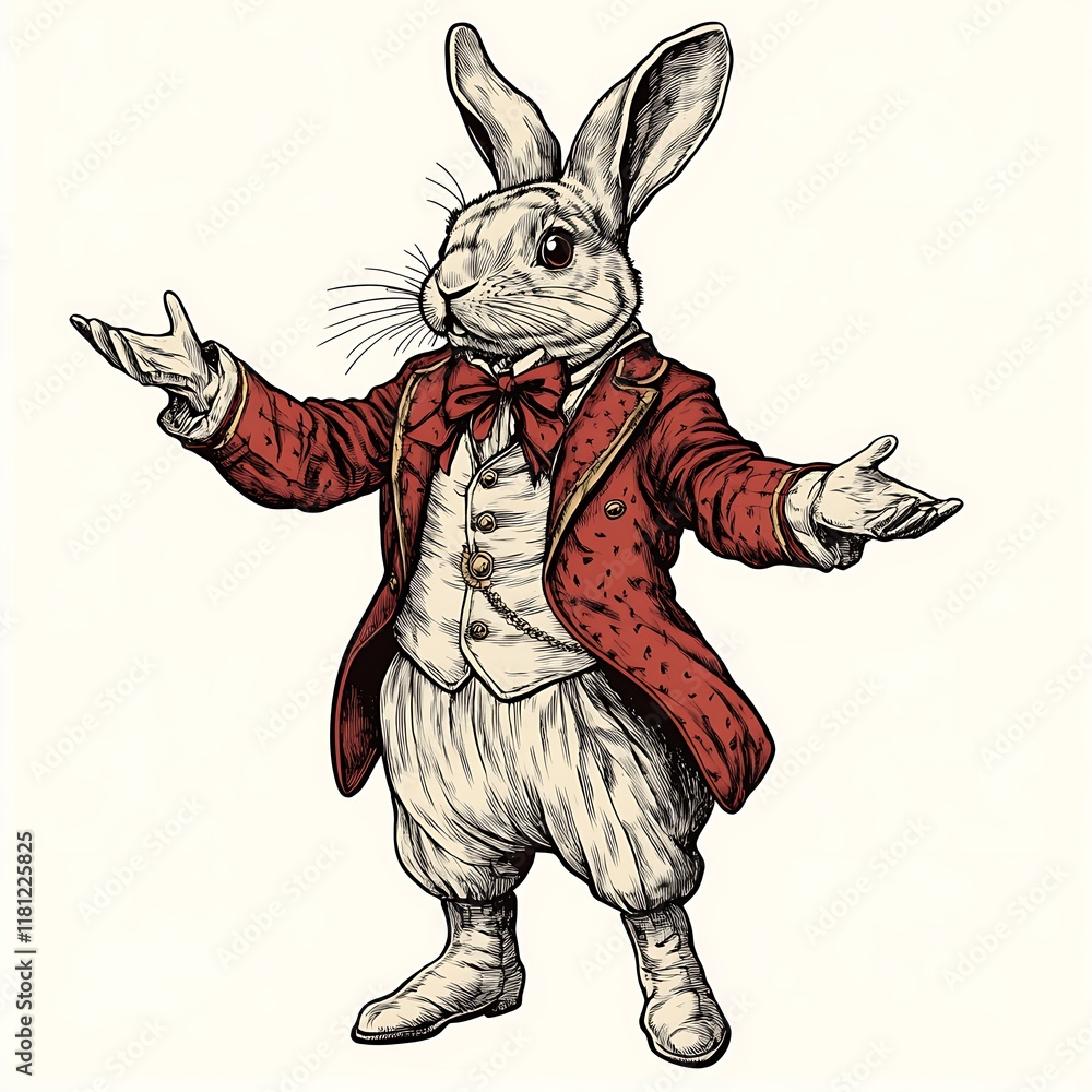 Fototapeta premium A dapper rabbit in a formal outfit, welcoming guests.