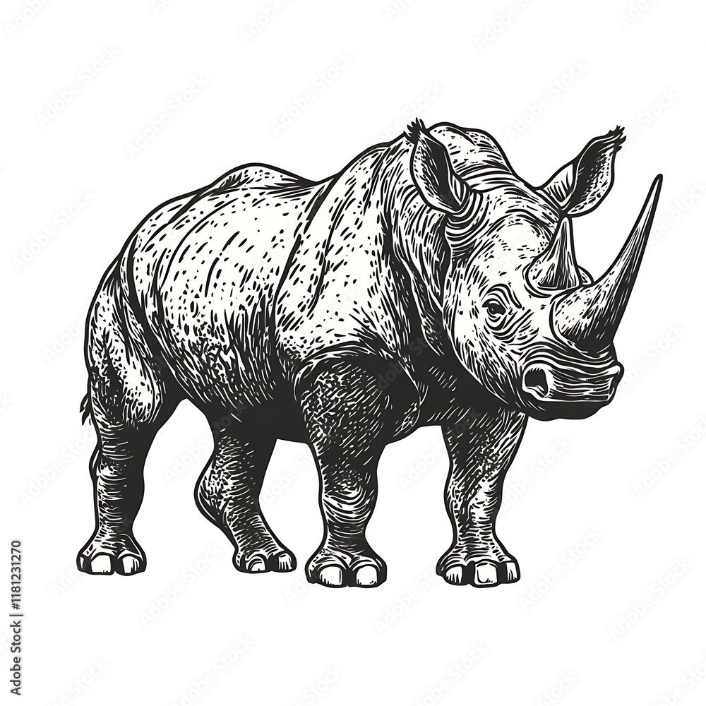 Fototapeta premium Detailed illustration of a rhinoceros.