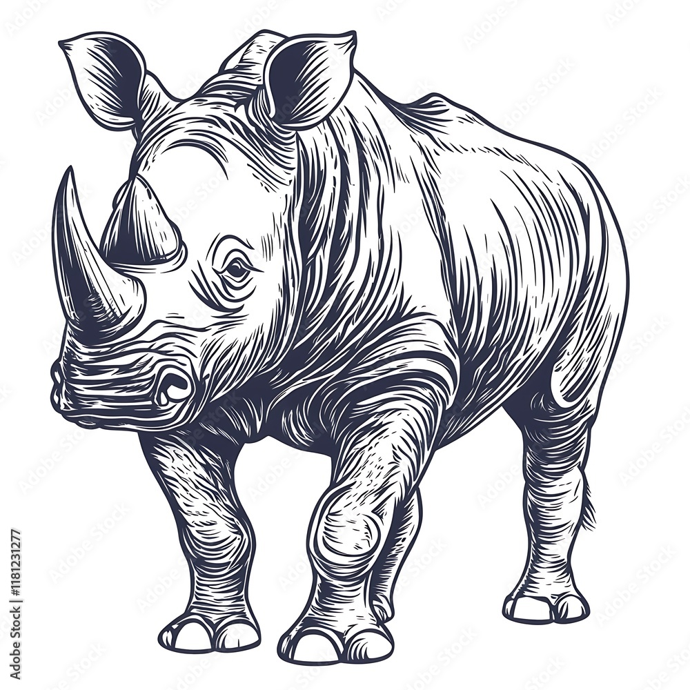 Fototapeta premium Detailed illustration of a rhinoceros.