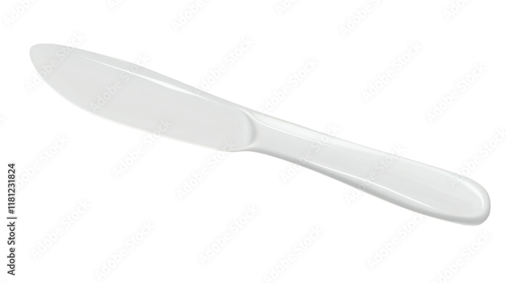 Single white plastic knife isolated on white transparent background Single white plastic knife isolated on white transparent background