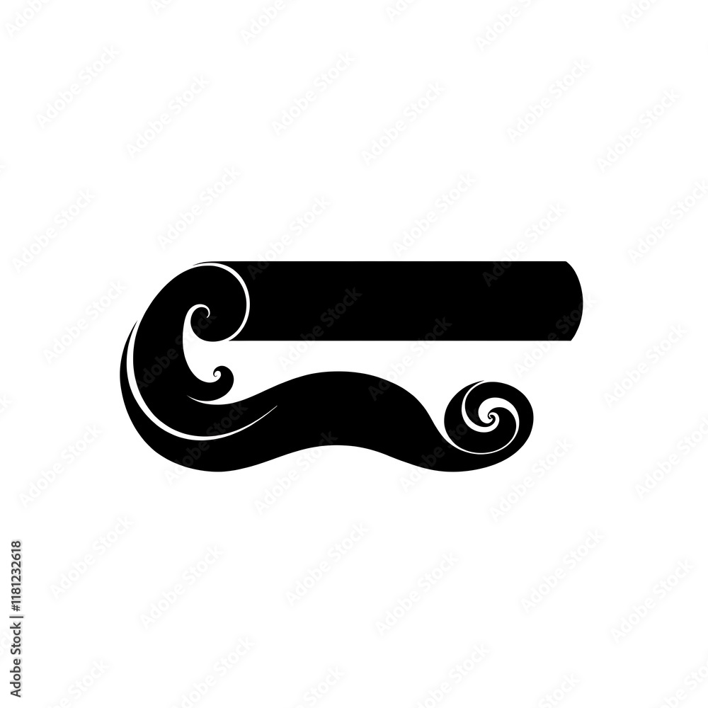 Abstract design featuring a stylized wave element. Abstract design featuring a stylized wave element.