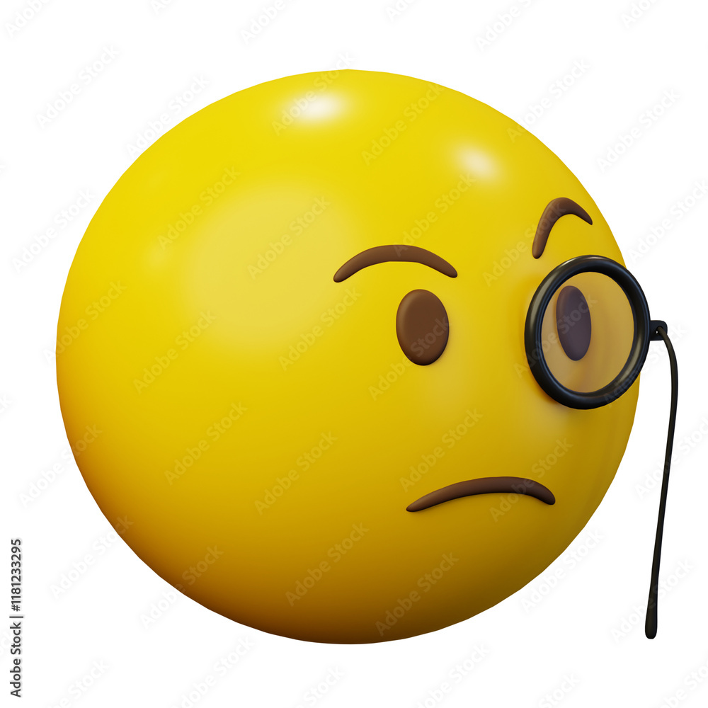 3d Emoticon Monocle Gentleman face Yellow Ball Emoticon Emoji or Smiley 3d Emoticon Monocle Gentleman face Yellow Ball Emoticon Emoji or Smiley