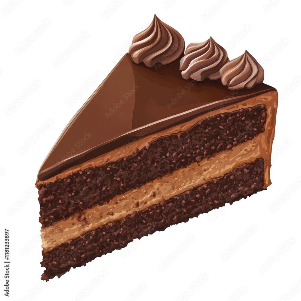 slice of chocolate cake isolated on white transparent background slice of chocolate cake isolated on white transparent background