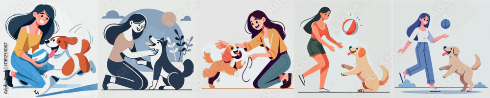 custom made wallpaper toronto digitalVector image of girl and her beloved dog