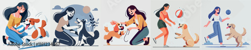 Wallpaper Mural Vector image of girl and her beloved dog Torontodigital.ca