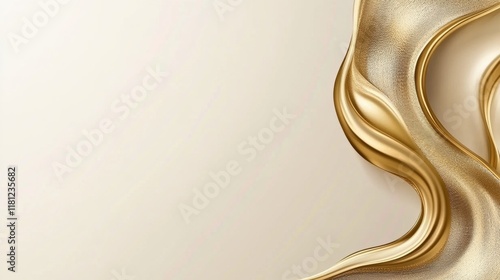 Elegant gold and cream abstract design with flowing metallic accents