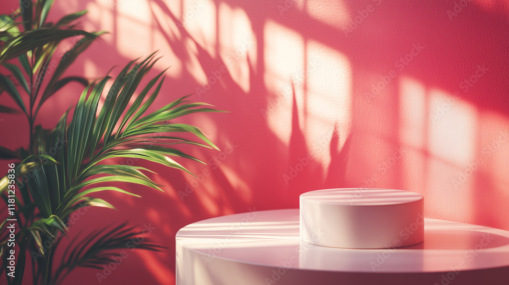 Minimalist Modern Design with Soft Pink to Red Gradient Background, Textured Wall Shadows Minimalist Modern Design with Soft Pink to Red Gradient Background, Textured Wall Shadows