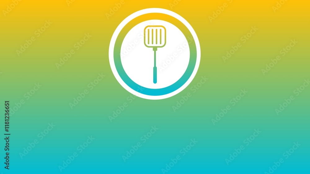 Simple spatula icon Modern graphic web banner colorful template concept flat design geometric illustration with clear copy space for text on a horizontal gradient background for presentation Simple spatula icon Modern graphic web banner colorful template concept flat design geometric illustration with clear copy space for text on a horizontal gradient background for presentation