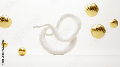Serene White Snake with Gol...