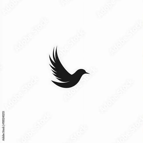 Minimalistic black bird silhouette design. photo