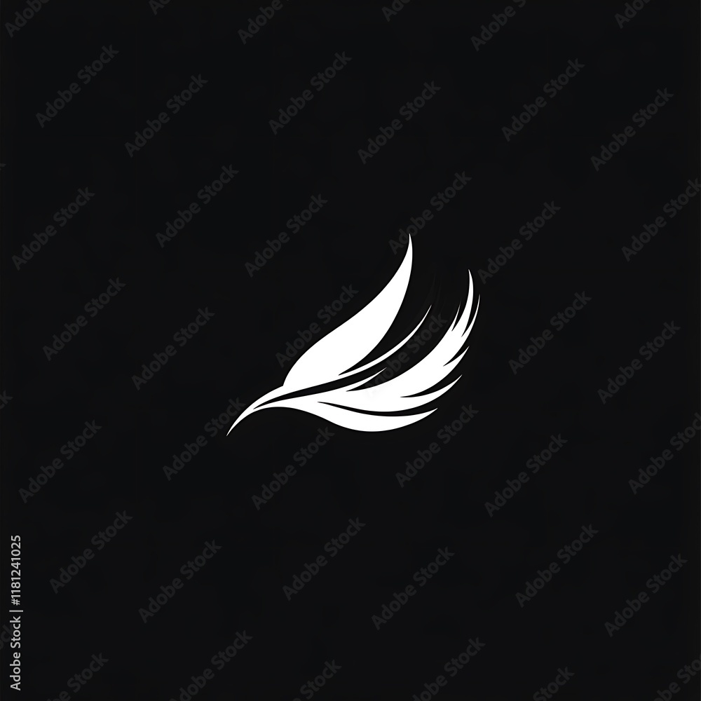 Fototapeta premium Abstract white feather on a black background.