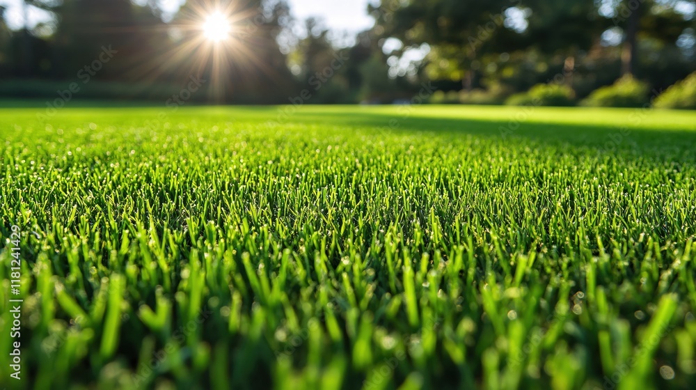 Lush Green Grass Field Sunlit Meadow Summer Nature Background Lush Green Grass Field Sunlit Meadow Summer Nature Background