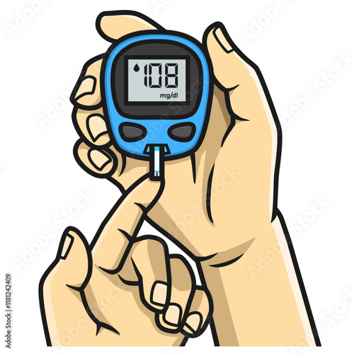 blood glucose test cartoon illustration