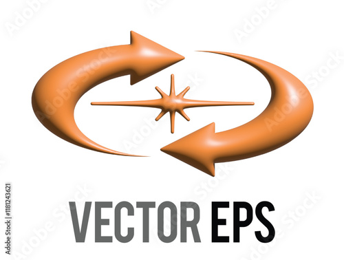 3D Y2K gradient orange retro two ways arrow and star icon