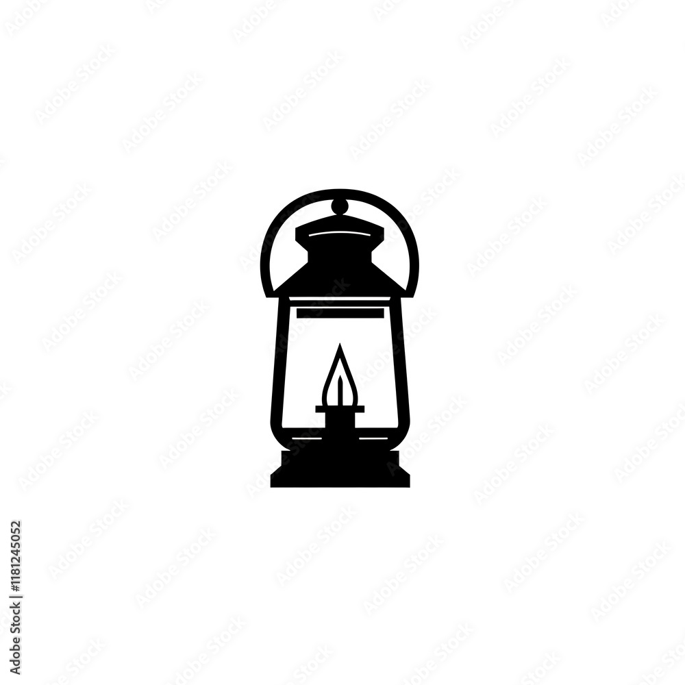 Simple black silhouette of an oil lantern. Simple black silhouette of an oil lantern.