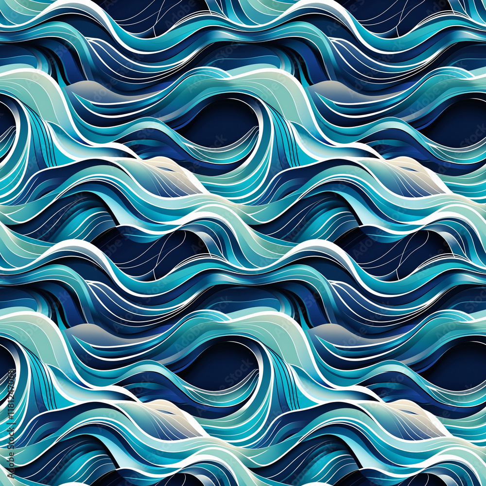 Obraz premium Abstract blue wave pattern on dark background