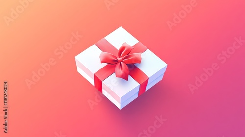 Wallpaper Mural Open white gift box with red ribbon bow, isolated background, vector illustration for banner, web poster, greeting card, presentation mockup template. Flat lay perspective, high-resolution Torontodigital.ca