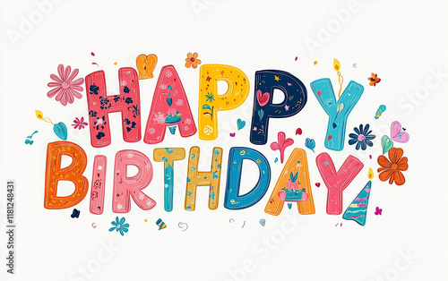 happy birthday in cartoon vector illustration 
