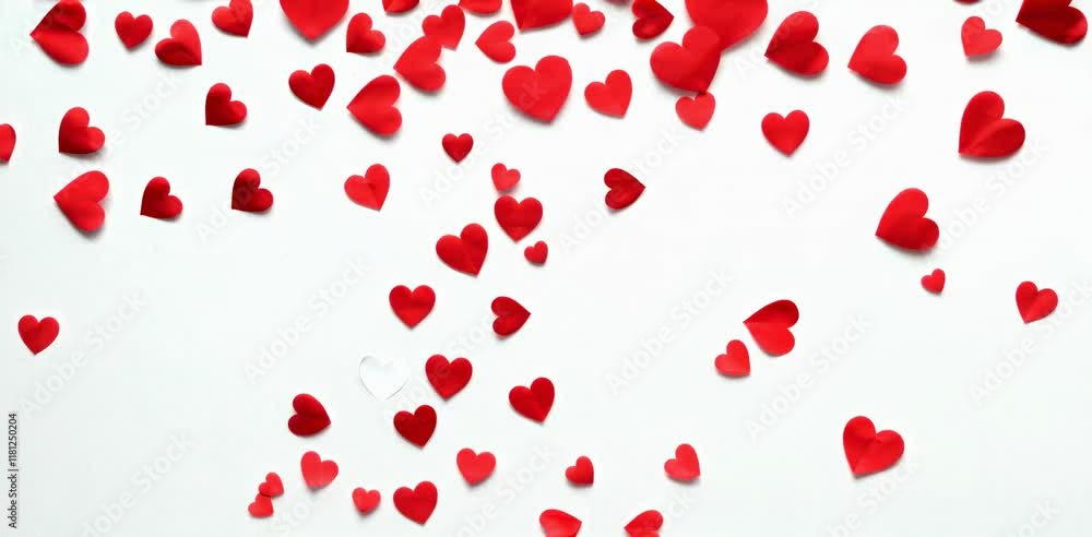 Scattered Red Hearts on a White Background: Love and Romance Scattered Red Hearts on a White Background: Love and Romance