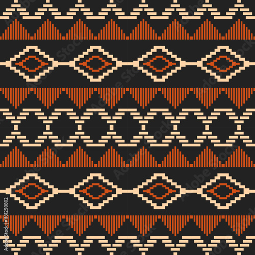 Ethnic geometric pattern, seamless pattern of the Navajo tribe. Native American ethnic. Seamless vector pattern ethnic, seamless Mexican rug, woven carpet. Folk embroidery, Bohemian, Aztec style.