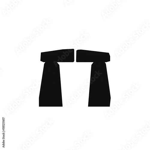 Simple black silhouette of two stonehenge pillars. photo