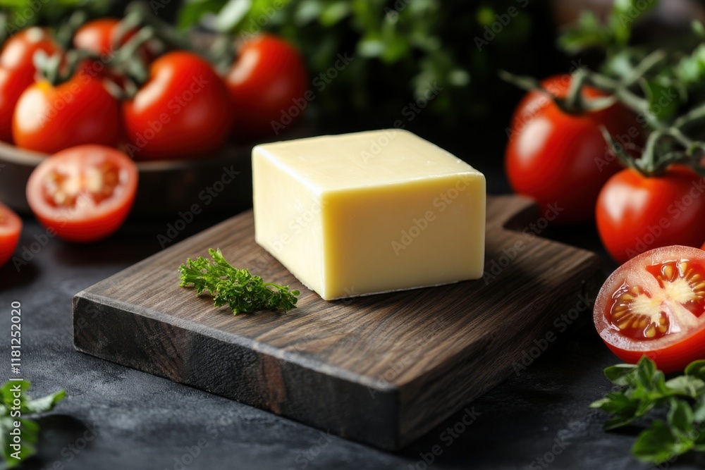 Fresh Cheese Block with Tomatoes and Herbs Fresh Cheese Block with Tomatoes and Herbs