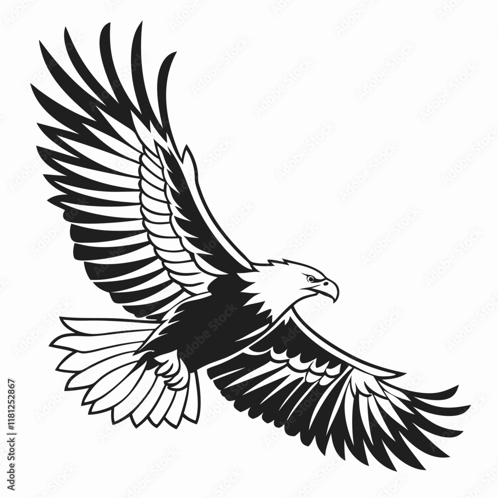 Obraz premium a silhouette line art of a flying eagle with wings