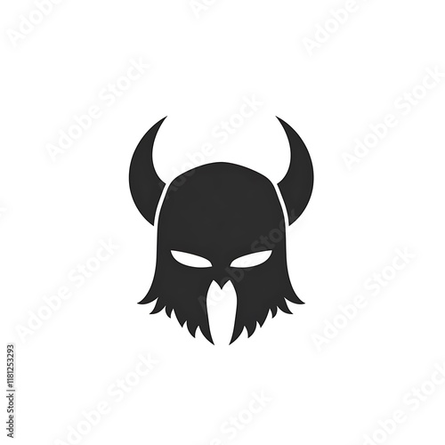 Simple black silhouette of horned helmet. photo