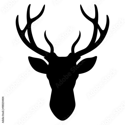 elk deer head black silhouette vector, Simple silhouette Design vector icon with white background.