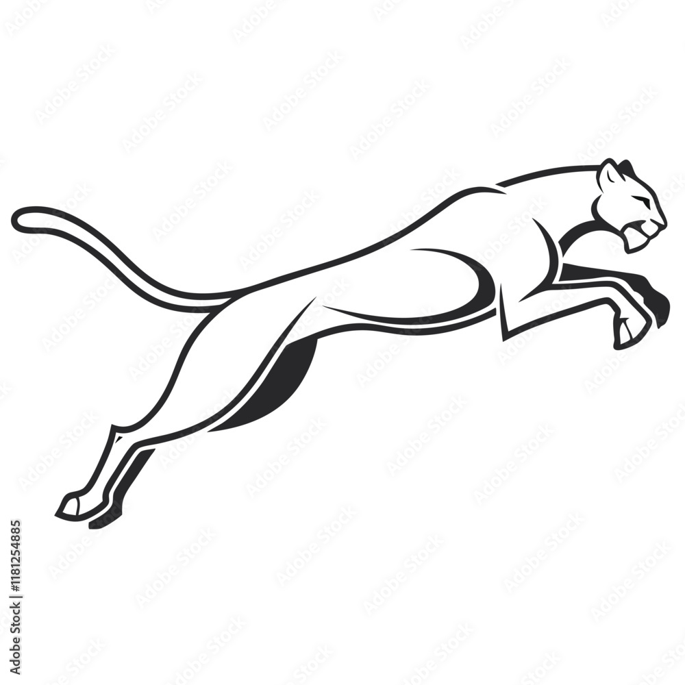 Obraz premium a silhouette line art of a running cheetah sleek