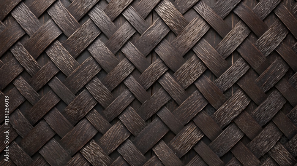 Intricate, dark brown woven wood pattern, adding a sense of depth and craftsmanship to the textured surface. Intricate, dark brown woven wood pattern, adding a sense of depth and craftsmanship to the textured surface.