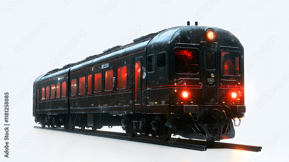 Obraz premium detailed 3D train model with realistic features and glowing elements