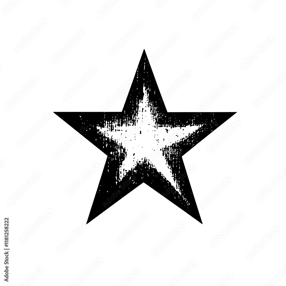 Fototapeta premium Grunge textured black five-pointed star.