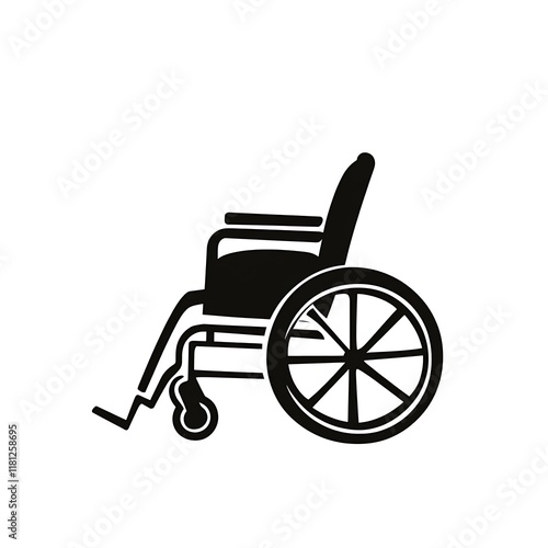 Black silhouette of a wheelchair on white background. (1) photo