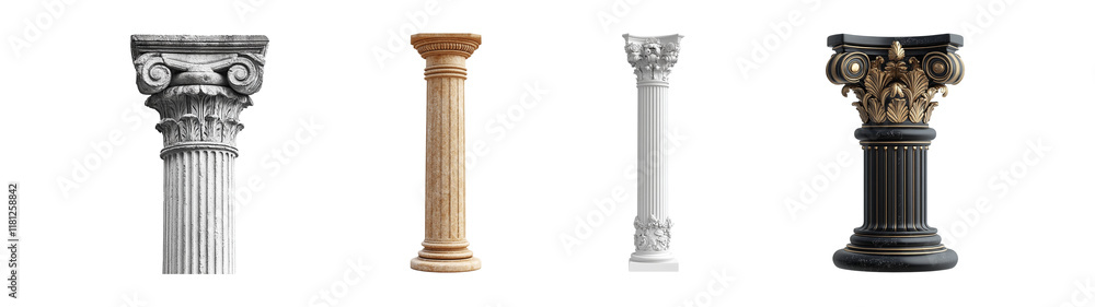 collection column pillars isolated on transparent background collection column pillars isolated on transparent background