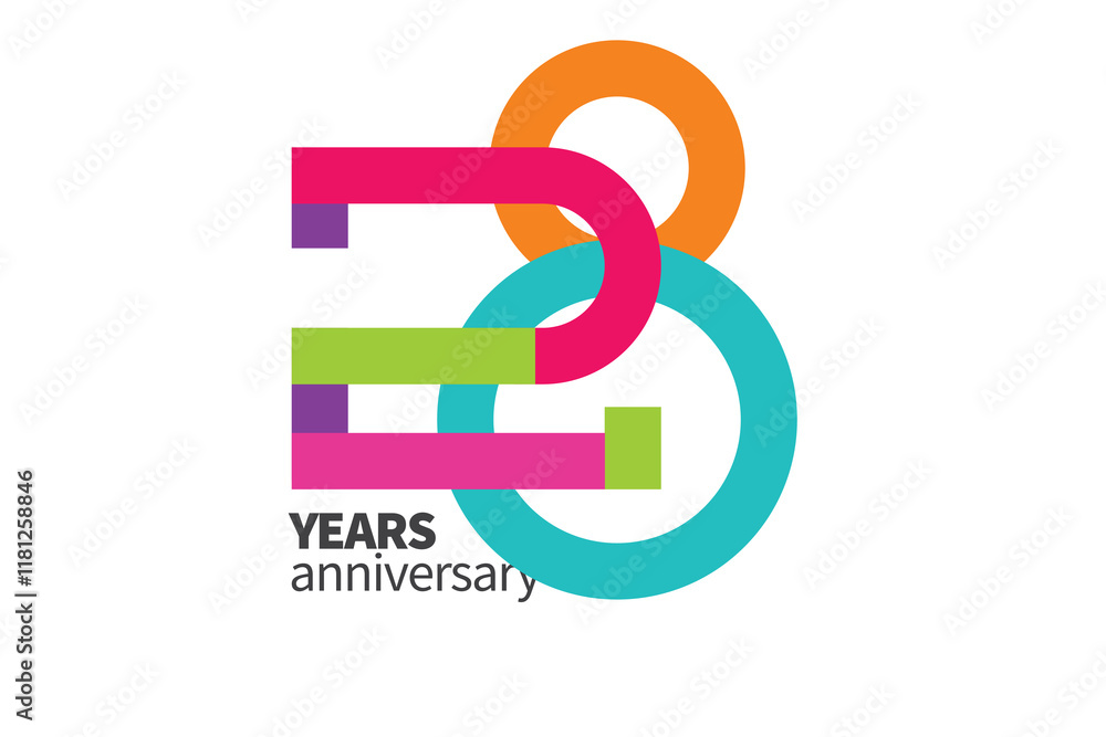 Obraz premium Colorful Flat 28th-Anniversary Logo Template for your company, event, etc