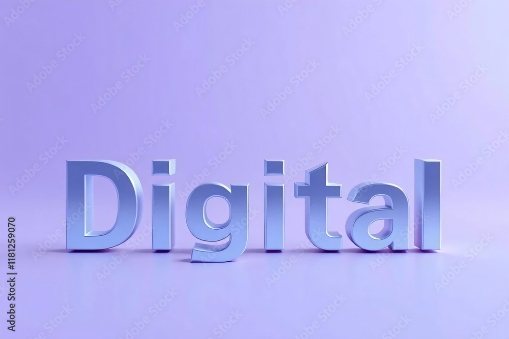 Digital 3D lettering, with silver metallic color. Lavender color background. Digital 3D lettering, with silver metallic color. Lavender color background.