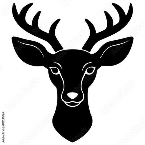 roe deer black silhouette vector, Simple silhouette Design vector icon with white background.