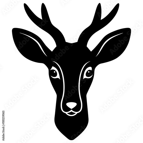 roe deer black silhouette vector, Simple silhouette Design vector icon with white background.