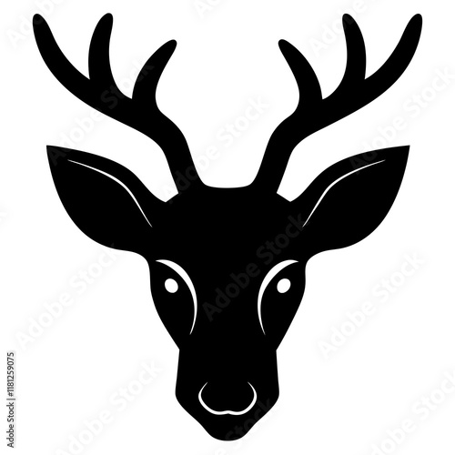 roe deer black silhouette vector, Simple silhouette Design vector icon with white background.