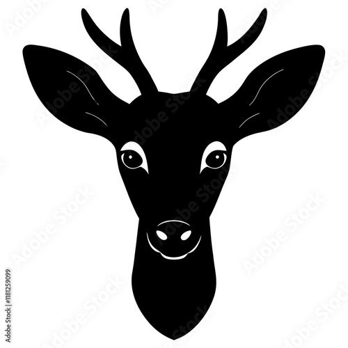 roe deer black silhouette vector, Simple silhouette Design vector icon with white background.
