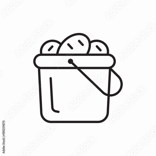 bucket of potatoes garden icon vector sign

