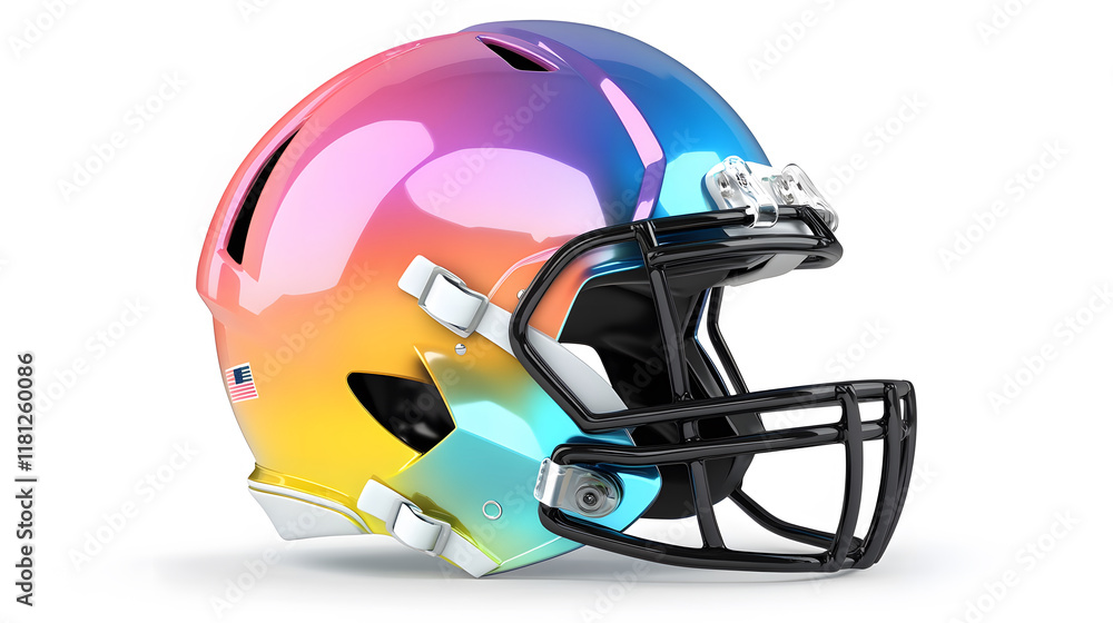 Fototapeta premium vibrant 3D football helmet icon with colorful gradient design