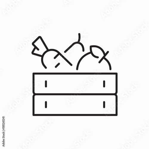 Fresh carrot Crate Harvest Box icon vector sign